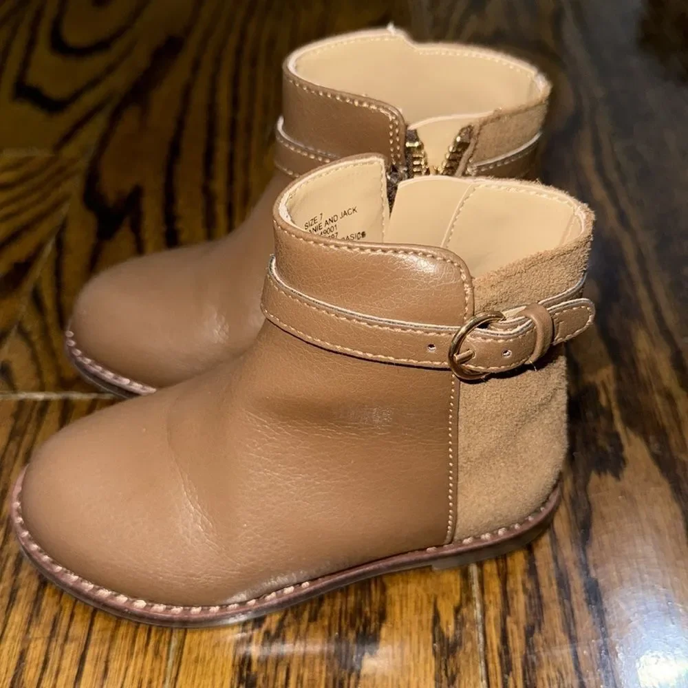 Janie and Jack Brown Leather Ankle Boots with Buckle Detail 7